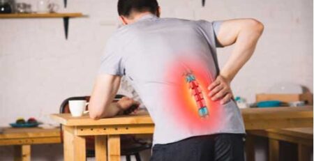 Man with herniated disc back pain