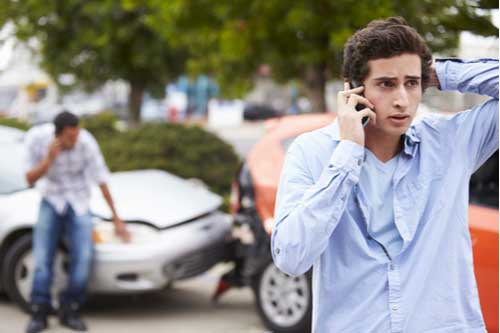 Driver on phone after car accident
